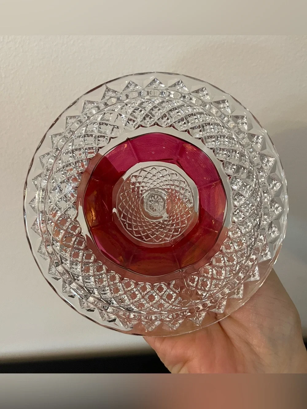 Vintage 1950s Westmoreland Ruby Red Pedestal Glass Candy Dish w/ Lid